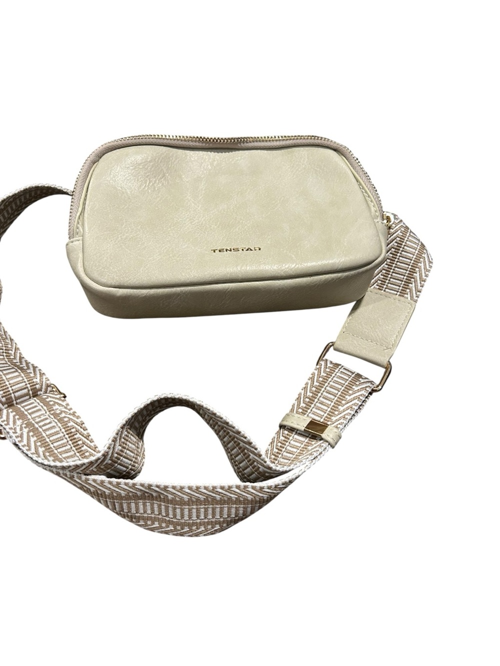 Tenstar Cream Crossbody Camera Bag with Patterned Strap
